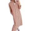 image:imagechouyatou Womens Casual Loose Button Down Plaid Shirt Dress Long Sleeve Side Slit Cotton Gingham Maxi DressCaramel