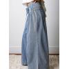 image:imagechouyatou Womens Baggy High Waist Striped Denim Pant Boyfriend Y2k Pleated Flared Wide Leg Culotte JeansBlue