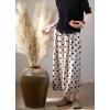 image:imagechouyatou Womens Loose Polka Dot Cotton Linen Pants Elastic Drawstring Wide Leg Palazzo Harem PantsBeige