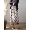 image:imagechouyatou Womens Loose Polka Dot Cotton Linen Pants Elastic Drawstring Wide Leg Palazzo Harem PantsBeige
