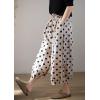 image:imagechouyatou Womens Loose Polka Dot Cotton Linen Pants Elastic Drawstring Wide Leg Palazzo Harem PantsBeige
