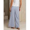 image:imagechouyatou Womens Retro Plaid Gingham Wide Leg Pants Drawstring Elastic Waist Palazzo Pants Trousers with PocketsBlue
