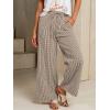 image:imagechouyatou Womens Retro Plaid Gingham Wide Leg Pants Drawstring Elastic Waist Palazzo Pants Trousers with PocketsCoffee