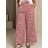 image:imagechouyatou Womens Retro Plaid Gingham Wide Leg Pants Drawstring Elastic Waist Palazzo Pants Trousers with PocketsRed