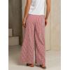 image:imagechouyatou Womens Retro Plaid Gingham Wide Leg Pants Drawstring Elastic Waist Palazzo Pants Trousers with PocketsRed
