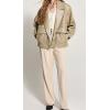 image:imagechouyatou Women Fall Notch Lapel Moto Faux Leather Jacket Oversized Boyfriend Leather Bomber Jacket Blazer