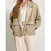 image:imagechouyatou Women Fall Notch Lapel Moto Faux Leather Jacket Oversized Boyfriend Leather Bomber Jacket Blazer