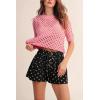 image:imagechouyatou Women Summer Polka Dot Jean Shorts High Waisted Cute Floral Elastic Waist Wide Leg Denim ShortsBlack