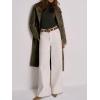 image:imagechouyatou Womens 2025 Winter Faux Suede Long Trench Coat Double Breasted Business Casual Pea Coat OvercoatArmy Green