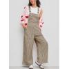 image:imagechouyatou Womens Adjustable Strap Striped Overall Wide Leg Baggy Casual One Piece Pant JumpsuitsCoffee