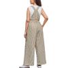 image:imagechouyatou Womens Adjustable Strap Striped Overall Wide Leg Baggy Casual One Piece Pant JumpsuitsCoffee