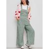image:imagechouyatou Womens Adjustable Strap Striped Overall Wide Leg Baggy Casual One Piece Pant JumpsuitsGreen