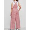 image:imagechouyatou Womens Adjustable Strap Striped Overall Wide Leg Baggy Casual One Piece Pant JumpsuitsRed