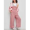 image:imagechouyatou Womens Adjustable Strap Striped Overall Wide Leg Baggy Casual One Piece Pant JumpsuitsRed