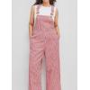 image:imagechouyatou Womens Adjustable Strap Striped Overall Wide Leg Baggy Casual One Piece Pant JumpsuitsRed