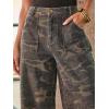 image:imagechouyatou Womens Casual Camo Print Denim Pants Y2k Wide Leg Cargo Jeans Distressed High Waisted Camouflage JeansCamo