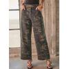 image:imagechouyatou Womens Casual Camo Print Denim Pants Y2k Wide Leg Cargo Jeans Distressed High Waisted Camouflage JeansCamo