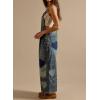 image:imagechouyatou Womens Distressed Adjustable Strap Denim Bib Overalls Jeans Heart Patchwork Wide Leg Denim Pant JumpsuitBlue