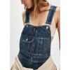 image:imagechouyatou Womens Distressed Denim Bib Overalls Jeans Adjustable Strap Frayed Wide Leg Denim Pants JumpsuitBlue