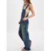 image:imagechouyatou Womens Distressed Denim Bib Overalls Jeans Adjustable Strap Frayed Wide Leg Denim Pants JumpsuitBlue