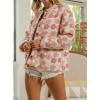 image:imagechouyatou Womens Fall Winter Floral Fuzzy Fleece Jacket Button Down Sherpa Jacket Faux Fur CoatPink