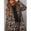 image:imagechouyatou Womens Faux Suede Leopard Midi Long Trench Coat Double Breasted Notch Lapel Pea Coat OvercoatLeopard