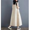 image:imagechouyatou Womens Sleeveless Cotton Overall Dress Loose Baggy Jumper Maxi Tank DressBeige
