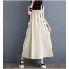 image:imagechouyatou Womens Sleeveless Cotton Overall Dress Loose Baggy Jumper Maxi Tank DressBeige