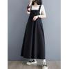 image:imagechouyatou Womens Sleeveless Cotton Overall Dress Loose Baggy Jumper Maxi Tank DressBlack