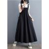 image:imagechouyatou Womens Sleeveless Cotton Overall Dress Loose Baggy Jumper Maxi Tank DressBlack