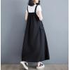 image:imagechouyatou Womens Sleeveless Cotton Overall Dress Loose Baggy Jumper Maxi Tank DressBlack