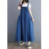 image:imagechouyatou Womens Sleeveless Cotton Overall Dress Loose Baggy Jumper Maxi Tank DressBlue