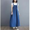 image:imagechouyatou Womens Sleeveless Cotton Overall Dress Loose Baggy Jumper Maxi Tank DressBlue