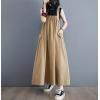 image:imagechouyatou Womens Sleeveless Cotton Overall Dress Loose Baggy Jumper Maxi Tank DressKhaki