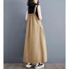 image:imagechouyatou Womens Sleeveless Cotton Overall Dress Loose Baggy Jumper Maxi Tank DressKhaki