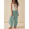 image:imagechouyatou Womens Summer Casual Smocked Waist Pant Wide Leg Beach Pants Palazzo with PocketsAqua Green