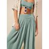 image:imagechouyatou Womens Summer Casual Smocked Waist Pant Wide Leg Beach Pants Palazzo with PocketsAqua Green