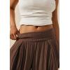 image:imagechouyatou Womens Summer Casual Smocked Waist Pant Wide Leg Beach Pants Palazzo with PocketsBrown