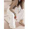 image:imagechouyatou Womens Summer Casual Smocked Waist Pant Wide Leg Beach Pants Palazzo with PocketsWhite
