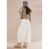 image:imagechouyatou Womens Summer Casual Smocked Waist Pant Wide Leg Beach Pants Palazzo with PocketsWhite