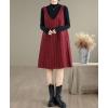 image:imagechouyatou Womens Vintage Plaid Wool Overall Jumper Midi Dress Casual A Line Tunic Shift Tank Short DressBlack and Red