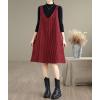 image:imagechouyatou Womens Vintage Plaid Wool Overall Jumper Midi Dress Casual A Line Tunic Shift Tank Short DressBlack and Red