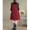image:imagechouyatou Womens Vintage Plaid Wool Overall Jumper Midi Dress Casual A Line Tunic Shift Tank Short DressBlack and Red