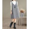 image:imagechouyatou Womens Vintage Plaid Wool Overall Jumper Midi Dress Casual A Line Tunic Shift Tank Short DressBlack and White