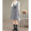 image:imagechouyatou Womens Vintage Plaid Wool Overall Jumper Midi Dress Casual A Line Tunic Shift Tank Short DressBlack and White
