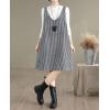 image:imagechouyatou Womens Vintage Plaid Wool Overall Jumper Midi Dress Casual A Line Tunic Shift Tank Short DressBlack and White