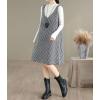 image:imagechouyatou Womens Vintage Plaid Wool Overall Jumper Midi Dress Casual A Line Tunic Shift Tank Short DressBlack and White