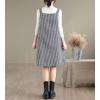 image:imagechouyatou Womens Vintage Plaid Wool Overall Jumper Midi Dress Casual A Line Tunic Shift Tank Short DressBlack and White
