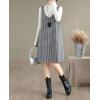 image:imagechouyatou Womens Vintage Plaid Wool Overall Jumper Midi Dress Casual A Line Tunic Shift Tank Short DressBlack and White
