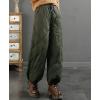 image:imagechouyatou Womens Winter Drawstring Elastic Waist Snow Ski Down Alternative Capri Pants with PocketsArmy Green
